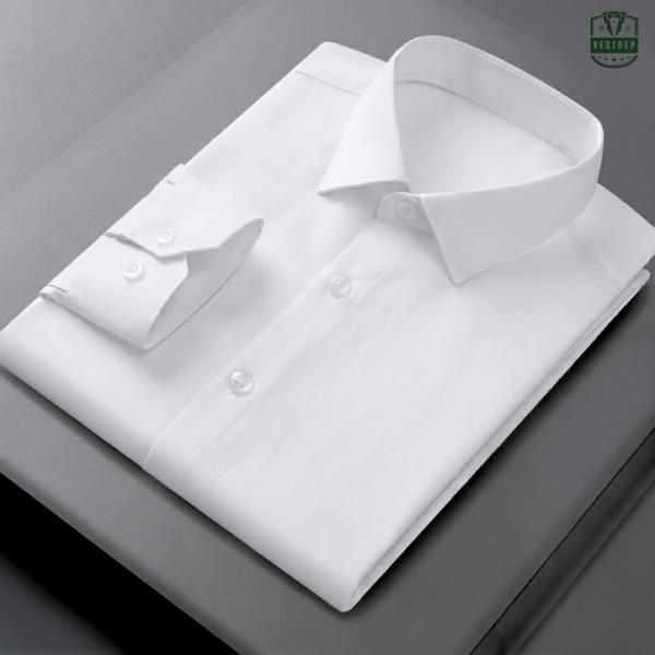 Áo Sơ Mi Nam Dài Tay Trắng Basic #0